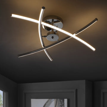 Crucis 31.5" Modern Metal Integrated LED Semi Flush Mount - JONATHAN Y